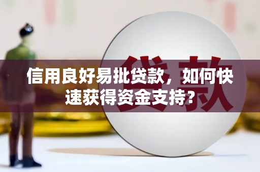 德清信用良好易批贷款，如何快速获得资金支持？