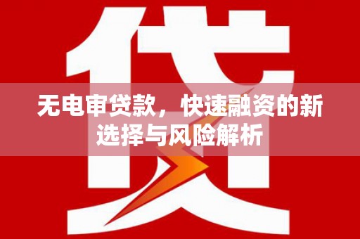 德清无电审贷款，快速融资的新选择与风险解析